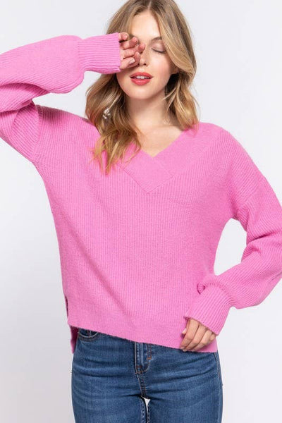 ❥ 2 Colors ❥ Sweets + Smooches Double V-neck Sweater