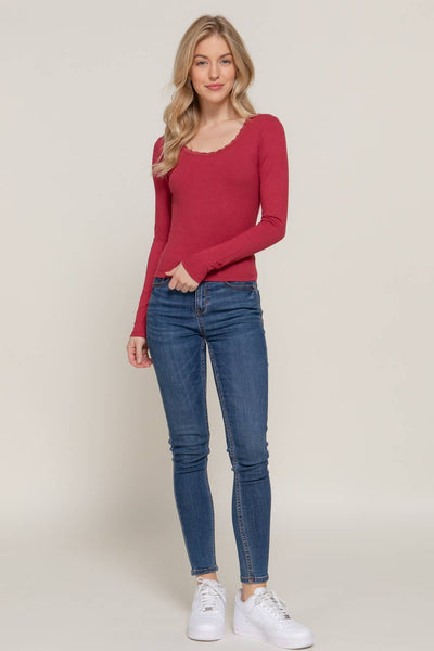 XoXo Red Scoop Neck Top