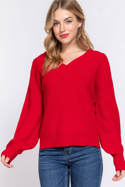 ❥ 2 Colors ❥ Sweets + Smooches Double V-neck Sweater