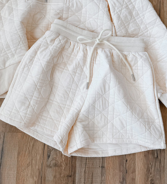 Cream Quilted Shorts (Set)