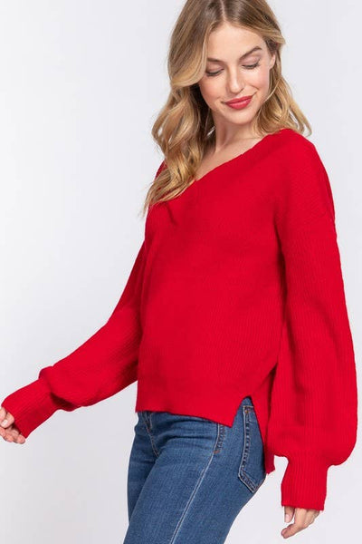 ❥ 2 Colors ❥ Sweets + Smooches Double V-neck Sweater