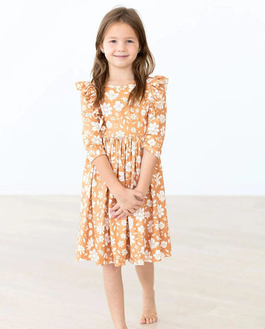 Golden Blooms Twirl Dress