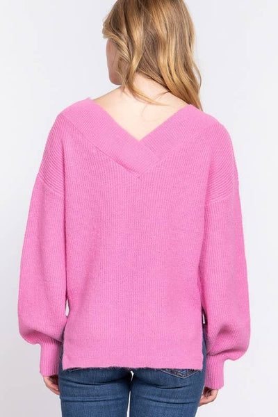 ❥ 2 Colors ❥ Sweets + Smooches Double V-neck Sweater