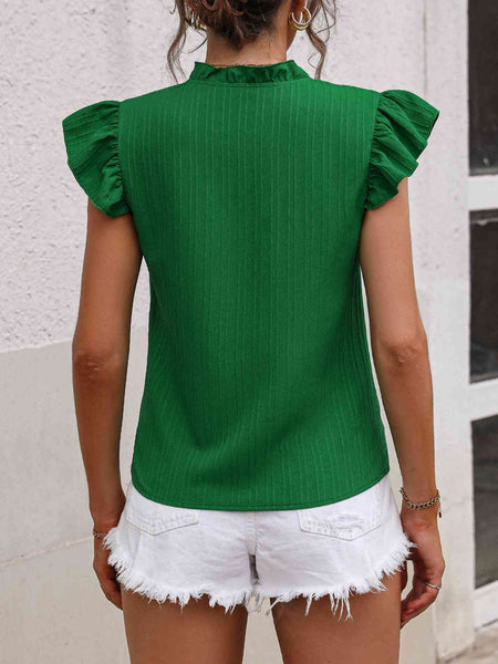 Green Butterfly Sleeve Blouse