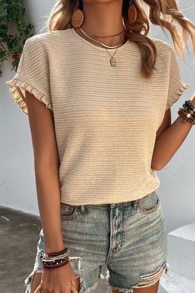 Textured Ruffle Sleeve Top {4 Colors}