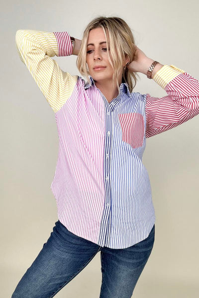 You Proof Striped Button Down Top [2 Colors]